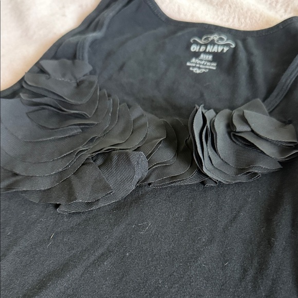 Old Navy Black Tank Top with Floral Detail - Picture 2 of 2